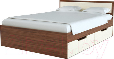 Полуторная кровать Стендмебель Гармония КР-606 120x200 (ясень шимо светлый/ясень шимо темный)