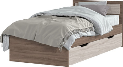 Односпальная кровать Стендмебель Гармония КР-608 90x200 (ясень шимо светлый/ясень шимо темный)