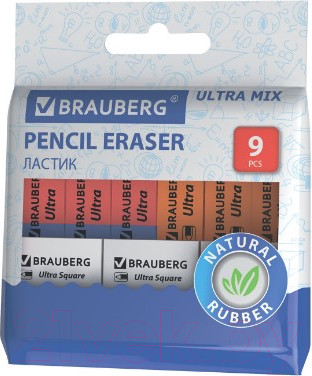 Набор ластиков Brauberg Ultra Mix / 229604 (9шт)