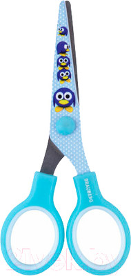 Ножницы канцелярские Brauberg Kid Series Пингвины / 232271 (голубой)