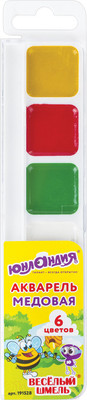 Акварельные краски Юнландия Веселый Шмель / 191528 (6цв)