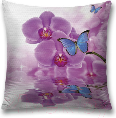 Наволочка декоративная JoyArty Бабочка на орхидее / sl_11023