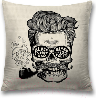 Наволочка декоративная JoyArty Курящий череп с усами / sl_40067