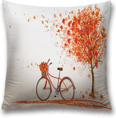Наволочка декоративная JoyArty На велосипеде за листьями / sl_17799