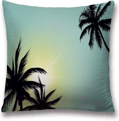 Наволочка декоративная JoyArty Пальмы на восходе / sl_28089