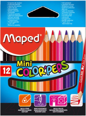 Набор цветных карандашей Maped Color Peps Мини / 832500 (12шт)
