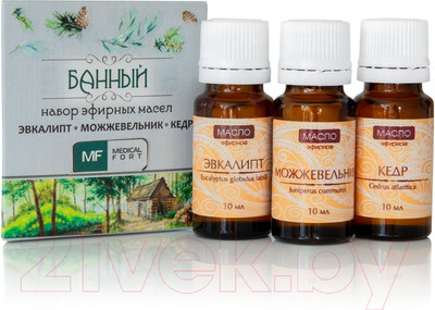 Набор эфирных масел Medicalfort Банный эвкалипт+можжевельник+кедр (3x10мл)