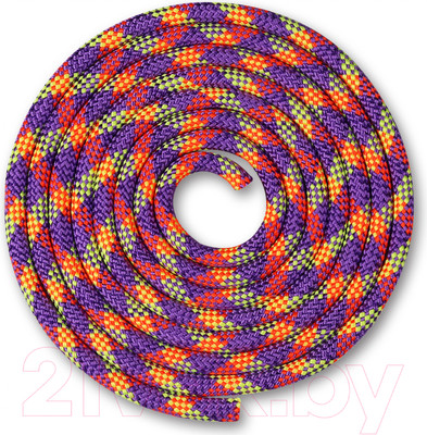 Скакалка для художественной гимнастики Indigo Sport SM-359 (2.5м, фиолетовый/коралловый/лимонный)