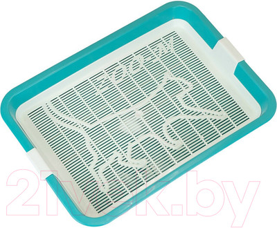 Туалет-лоток ZooM Кошка большой с сеткой / 2915бирюз