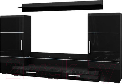 Горка для гостиной Bravo Мебель Домино (черный/черный глянец)