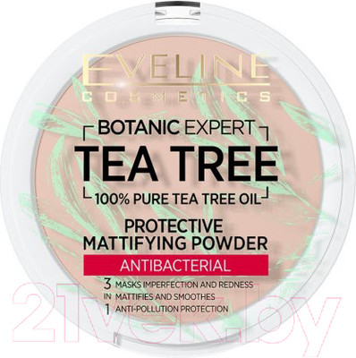 Пудра компактная Eveline Cosmetics Botanic Expert Матирующая антибактериальная №002 Ivory (9г)