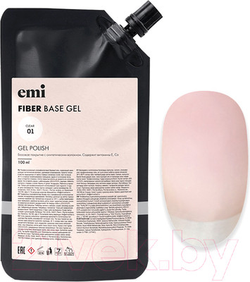 База для гель-лака E.Mi E.MiLac Fiber Base Gel Clear №1 (100мл)
