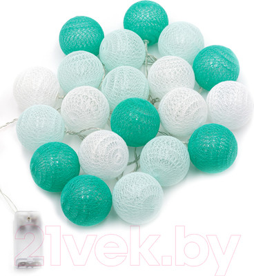 Тайские фонарики ArtStyle Нитяные шарики / CL-N227WW (бирюзовый/белый)