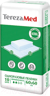 Набор пеленок одноразовых впитывающих Tereza Med Впитывающие Normal 60x60 (10шт)