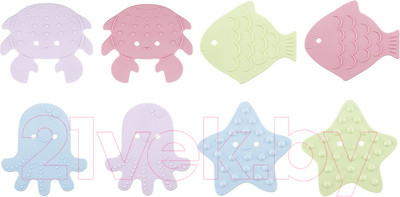 Набор ковриков для купания ROXY-KIDS Sea Animals Soft Colors / RBM-008-SA (8шт)