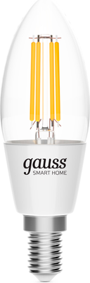Умная лампа Gauss SmartHome Filament С35 4.5W 495лмE14 ССT DIM / 1250112 (управление голосом/смартфоном)