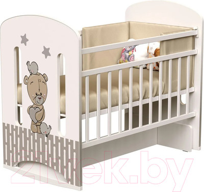 Детская кроватка VDK Love Me колесо-качалка с маятником (слоновая кость)