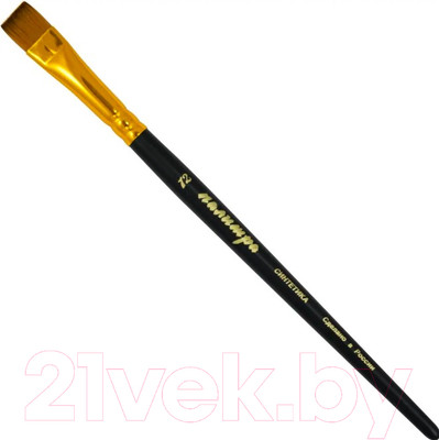 Кисть для рисования ПАЛИТРА Синтетика плоская 12 / пЖS2-12,05Ж