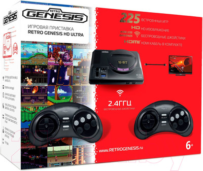 Игровая приставка Retro Genesis HD Ultra + 225 игр / ConSkDn73