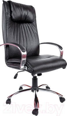 Кресло офисное Деловая обстановка Артекс Хром ХН кожа (черный)