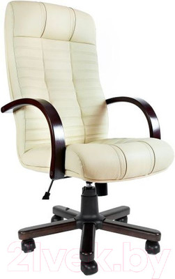 Кресло офисное Деловая обстановка Атлант Экстра кожа люкс (орех/белый)