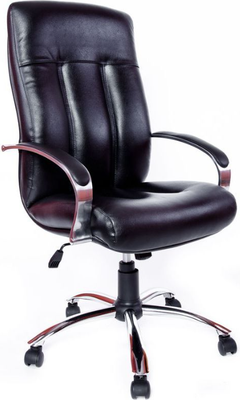 Кресло офисное Деловая обстановка Даллас Хром СХН кожа (черный)