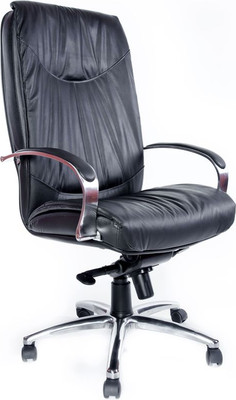 Кресло офисное Деловая обстановка Шеф Хром XH кожа (черный)