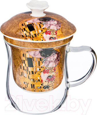 Чашка-заварник Lefard Поцелуй / 104-515 (с ситечком, золото)