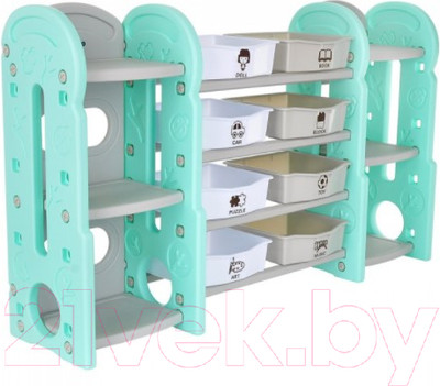 Стеллаж игровой Pituso С ящиками и приставками / L-SNJ07 (бирюзовый)