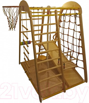 Детский спортивный комплекс Вертикаль Весёлый Малыш Wood с фанерным бортиком