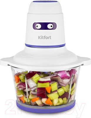 Измельчитель-чоппер Kitfort KT-3050-1 (белый/фиолетовый)