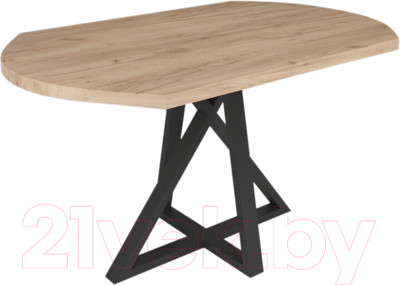 Обеденный стол Дабер 017 / С17.13.2.2 (опора металл черный/дуб крафт золото)
