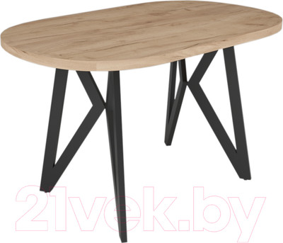 Обеденный стол Дабер 014 / С14.13.2.2 (опора металл черный/дуб крафт золото)