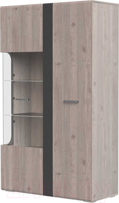 Шкаф с витриной Bravo Мебель Бриз 2дв (дуб нельсон/смоки софт/дуб ниагара)