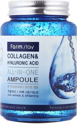 Сыворотка для лица FarmStay Многофункциональная с гиалуроновой кислотой и коллагеном (250мл)