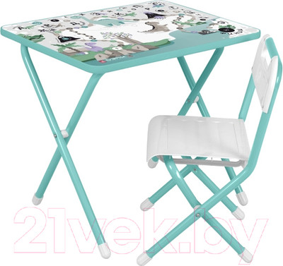 Комплект мебели с детским столом Дэми Динозавры (бирюзовый)