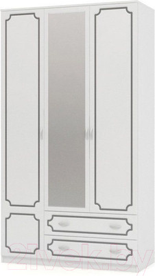 Шкаф Bravo Мебель Лак ШР-3 2 ящика 1 зеркало (белый/белый жемчуг)