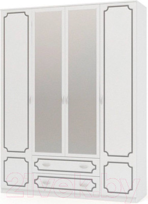 Шкаф Bravo Мебель Лак ШР-4 2 ящика 2 зеркало (белый/белый жемчуг)