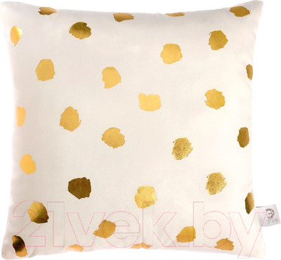 Подушка декоративная Этель Горошек белый / 4580001 (40x40, велюр)