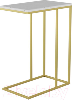 Приставной столик Калифорния мебель Агами Голд (белый мрамор)