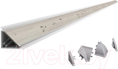 Плинтус для столешницы Интерлиния С кромкой и комплектом заглушек (бискайская сосна)