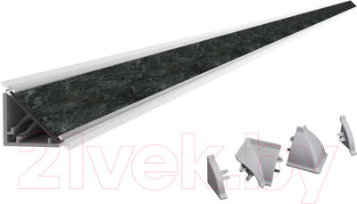 Плинтус для столешницы Интерлиния С кромкой и комплектом заглушек (кастилло темный)