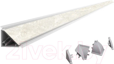 Плинтус для столешницы Интерлиния С кромкой и комплектом заглушек (опал светлый)