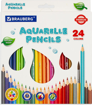 Набор цветных карандашей Brauberg Premium Aquarelle / 181673 (24цв)