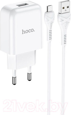 Зарядное устройство сетевое Hoco N2 + кабель AM-MicroBM / 6931474728852 (белый)