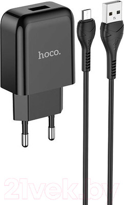 Зарядное устройство сетевое Hoco N2 + кабель AM-MicroBM / 6931474728845 (черный)