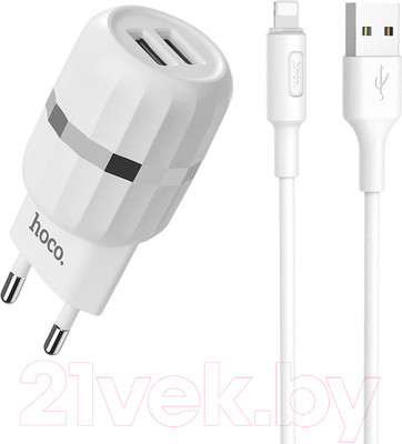 Зарядное устройство сетевое Hoco C41A + кабель AM-8pin Lightning / 6957531080589 (белый)