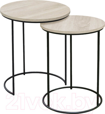 Комплект журнальных столиков Sheffilton SHT-CT7 (дуб беленый/черный муар)