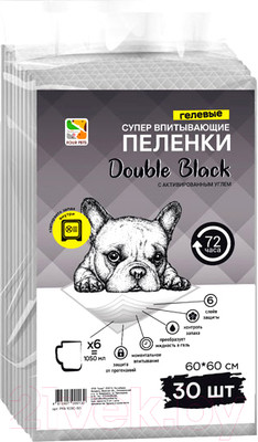 Одноразовая пеленка для животных Four Pets Double Black PFA103C-30 (60x60см, 30шт)