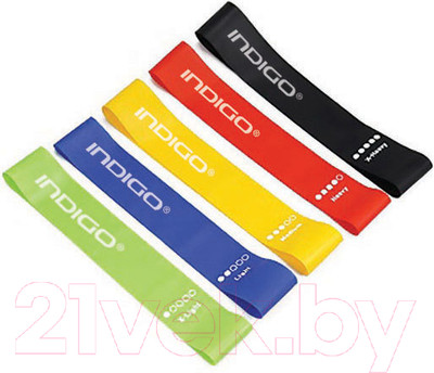 Набор эспандеров Indigo Sport IN260 (черный/красный/желтый/синий/салатовый )